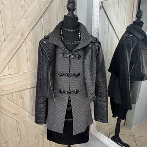 Hannah Grey Knitted Sweater Vest with Faux Leather Toggle Closures